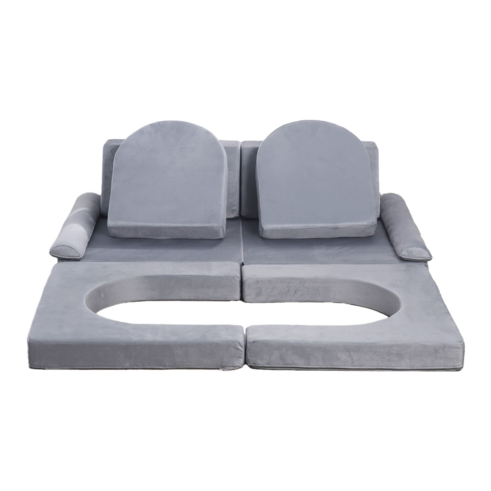 Modular Kids Play Couch Sectional Toddler Sofa With Armrests 10 Pcs Gray_voghion.com